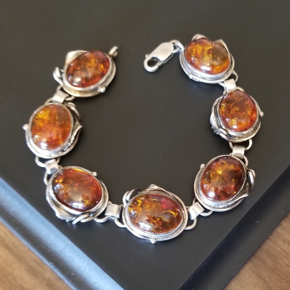 RARE Silpada Sterling Silver & Amber Bracelet
